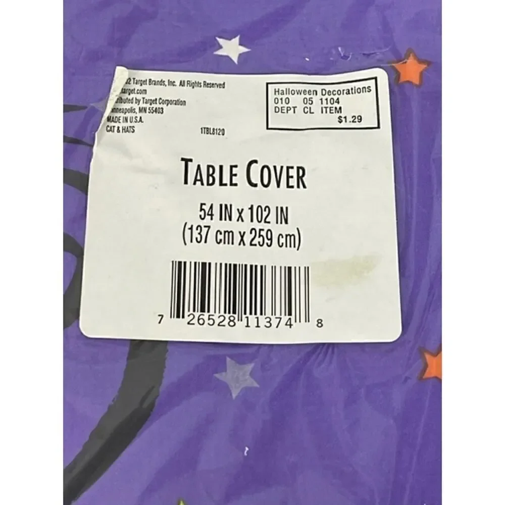 Vintage 2002 Target Halloween Black Cat Purple Paper Table Cloth 54